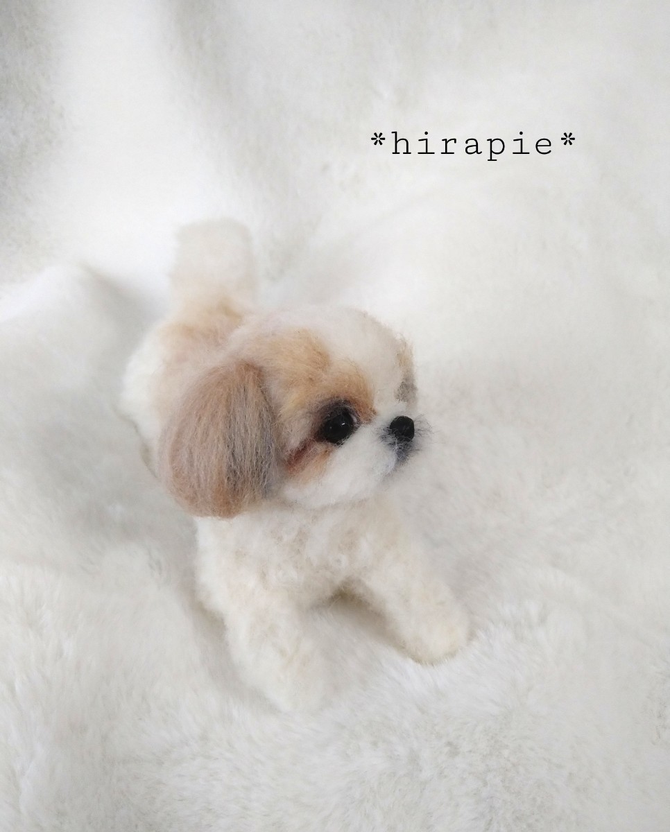 hirapie*羊毛フェルト☆シーズー 伏せポーズ 犬 ハンドメイド シーズー