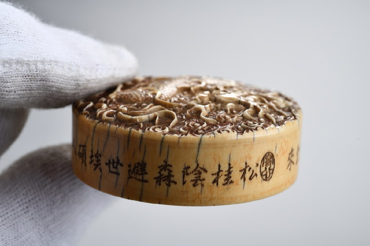 ◇鶴鳴堂◇中国・清時代 特殊白材芯料保証 蓮鈕印章 古印章 印鑑 極細