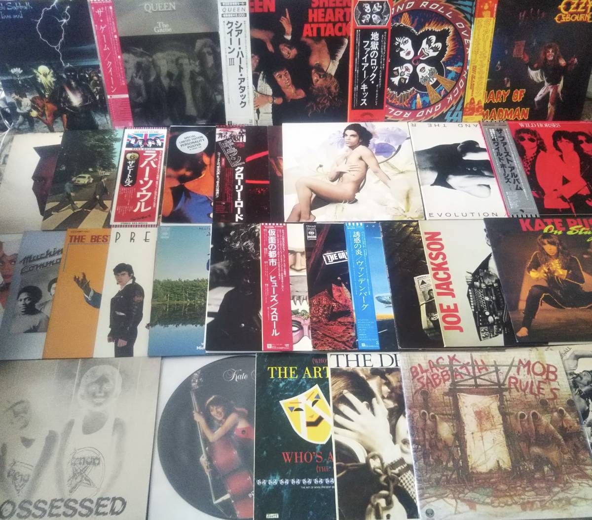 【 LPまとめて40枚セット】ハードロック/ BLACK SABBATH/OZZY/QUEEN/KISS/ブラック・サバス/VENOM/ビートルズ/日本盤 OBI 帯付き多数　