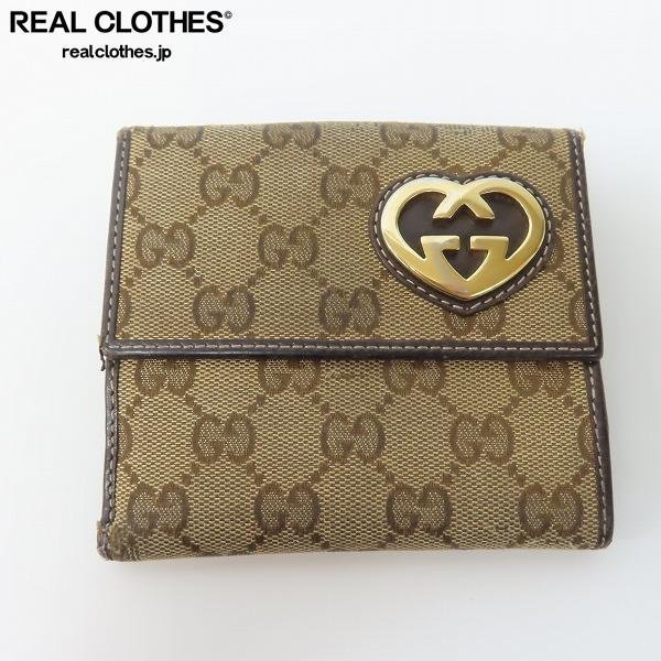 【難有】GUCCI グッチ ラブリーハート 二つ折り財布 GGキャンバス/ウォレット /LPL