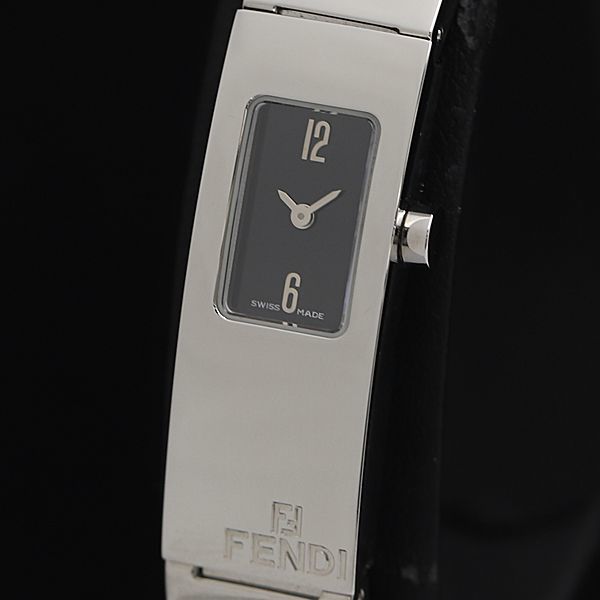 1円 稼働 フェンディ QZ 320L ラウンド 黒文字盤 レディース腕時計 AJW