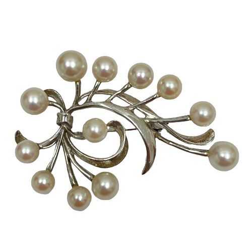 美品】MIKIMOTO あこや真珠 本真珠 パールネックレス リボン MS刻印 美 