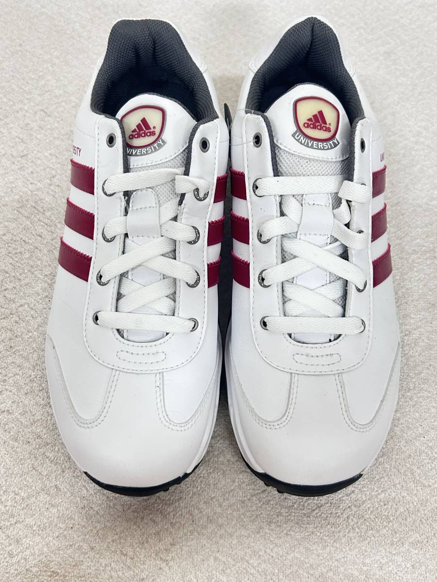 M-3827⑦　【同梱不可】980円～ 現状品　adidas/アディダス　university Ⅱ AT Wd　スニーカー　25.5cm　ゴルフシューズ　ホワイト　　