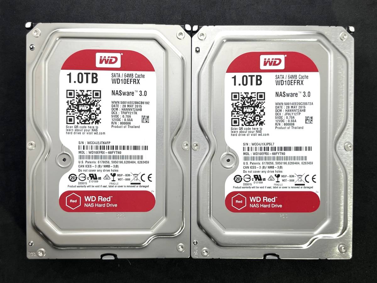 【品質保証，セール】 2個セット 1TB WD10EFRX / WD Red 使用時間：24 ｈ＆ 24 ｈ 2015年製 Western Digital RED 同様(1TB～)｜売買されたオークション情報、yahooの商品情報をアーカイブ公開 - オークファン 3.5 SerialATA