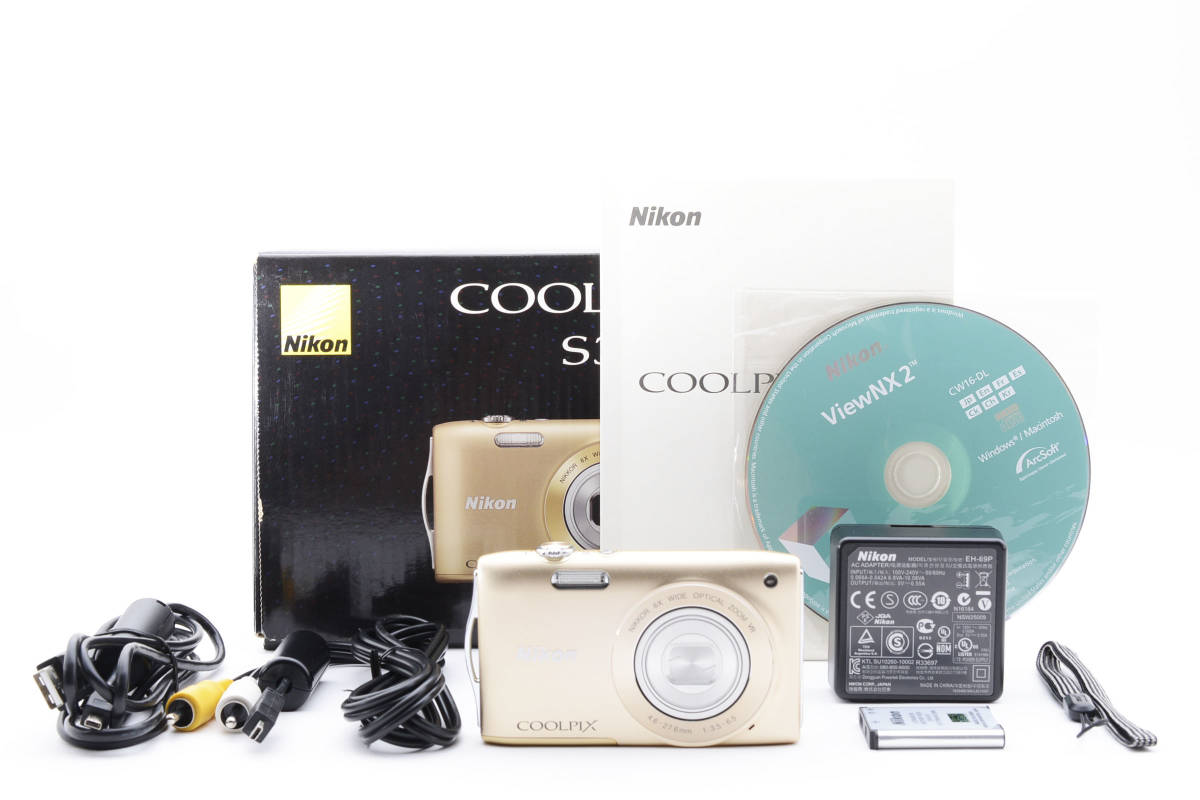 ☆動作正常☆ Nikon COOLPIX S3300 ゴールド 元箱付き ニコン
