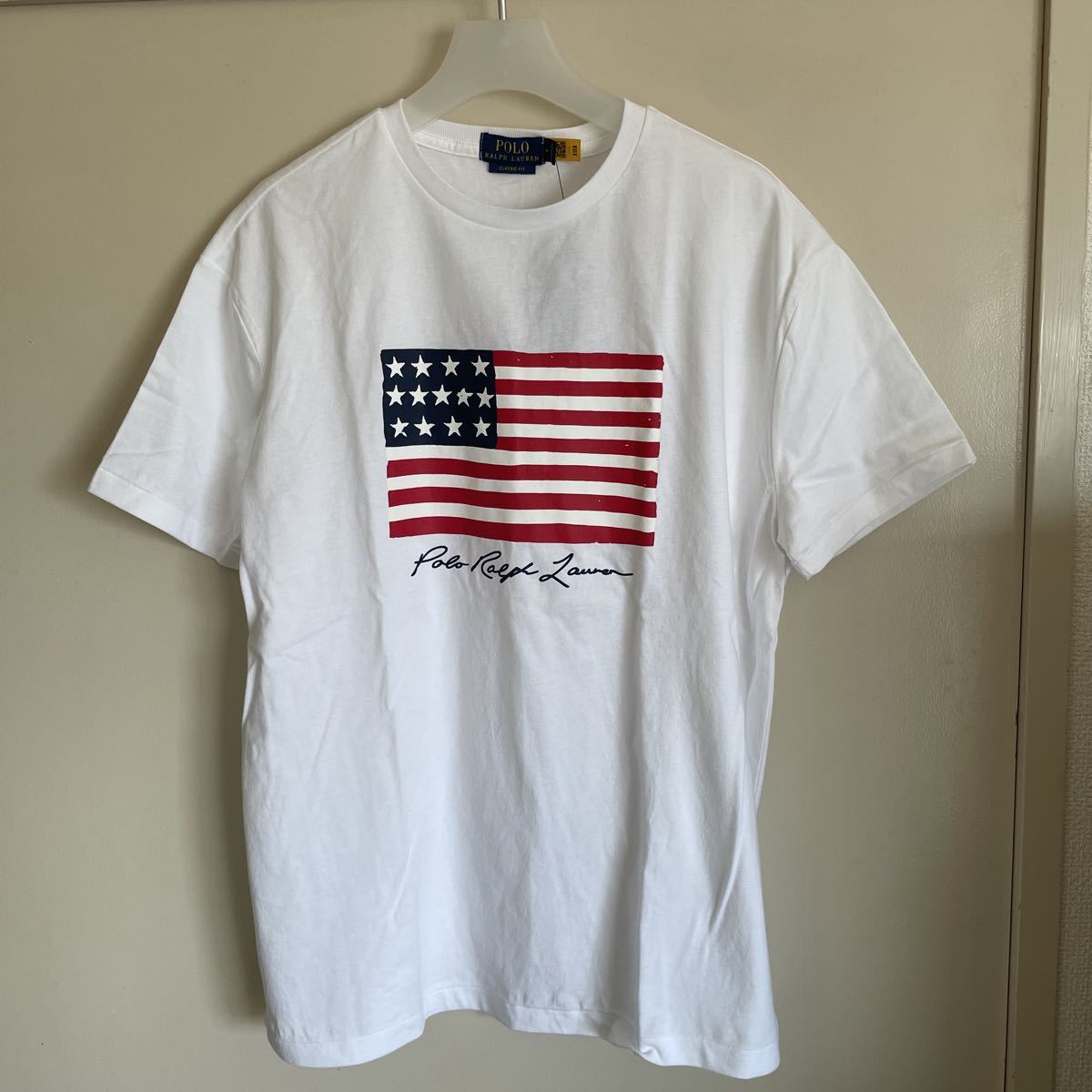 新品タグ付き！　POLO RALPH LAUREN ポロラルフローレン ◆半袖Tシャツ　ホワイト　星条旗　フラッグ　アメリカ