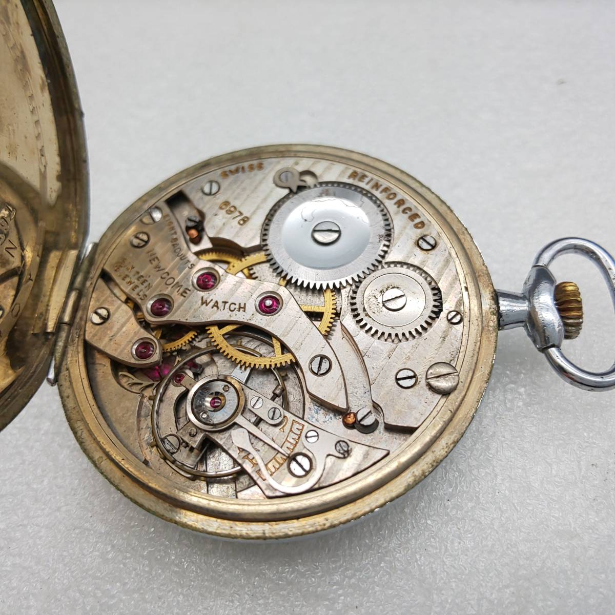 時計 懐中時計 Chronometer Newcome 手巻き 稼働 ジャンク 部品取り(手  