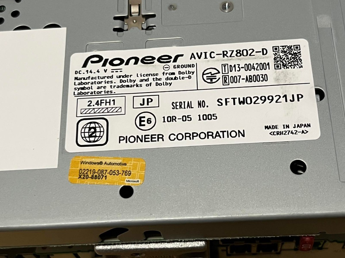 AVIC-RZ802-D | Pioneer ⁄ carrozzeria カロッツェリア HDMI⁄DVD⁄SD