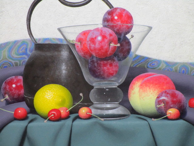 油絵 F8号 静物画 滝沢直次 果物のある静物 F8号（45，5㎝×38㎝） 油彩 -