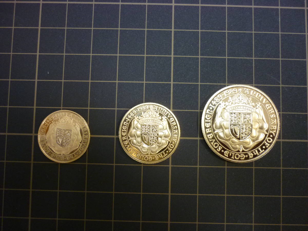 ソブリン金貨 500周年記念 1489-1989 プルーフコイン 3種セット K22/22 