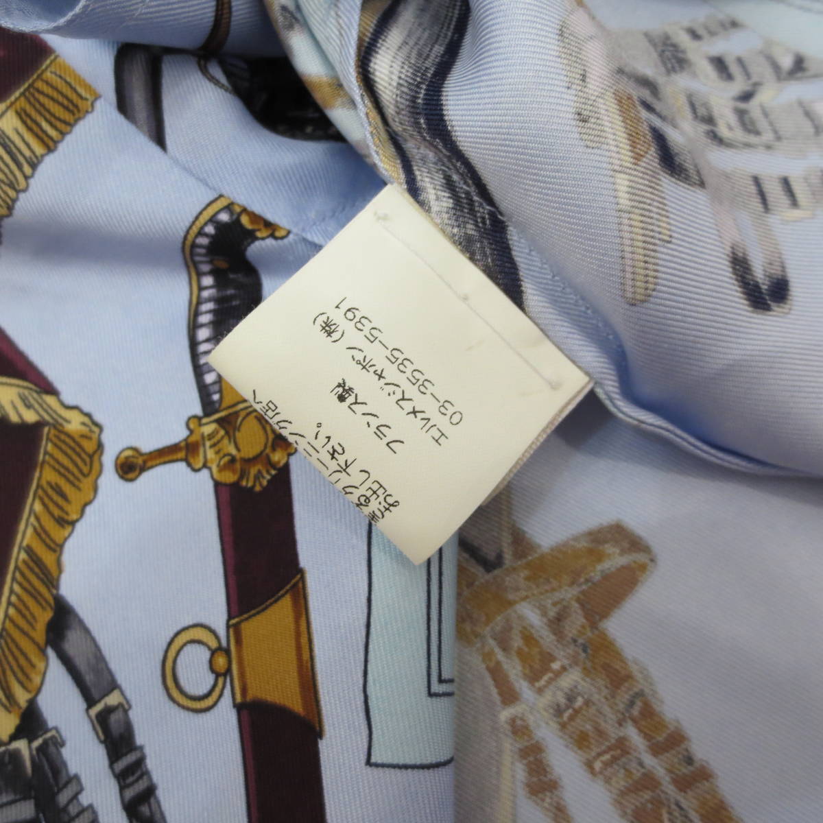 ○ HERMES エルメス シルク100％ プリントシャツ 長袖シャツ