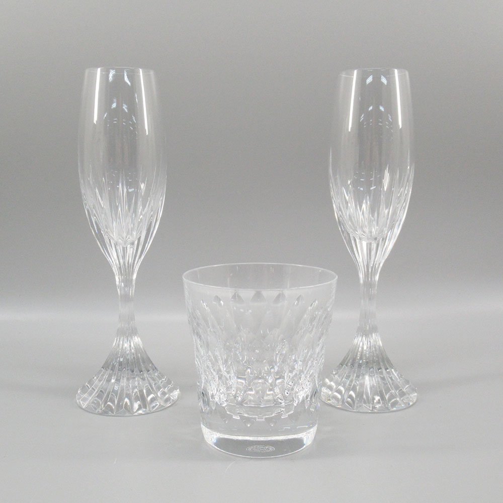1円～ Baccarat バカラ マッセナ シャンパンフルート/アルマニャック タンブラー 計3点 洋食器 クリスタルガラス 106-2129185【O商品】