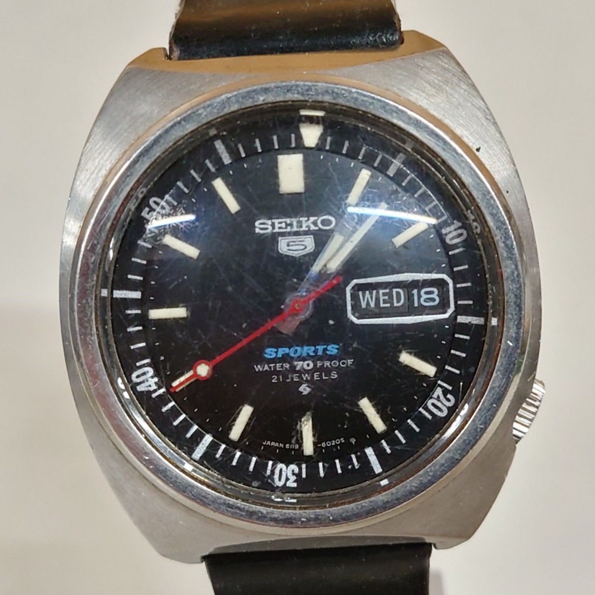 1円~【実動】セイコー SEIKO 5 スポーツ SPORTS WATER 70 PROOF 6119 