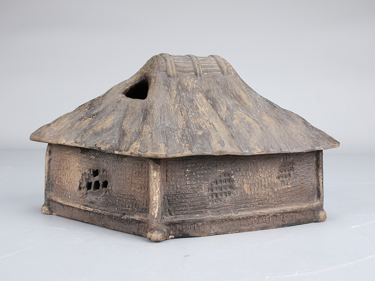 CC033 江戸時代 【古萬古焼】 茅屋形 香炉／時代のホツあり 美品 r