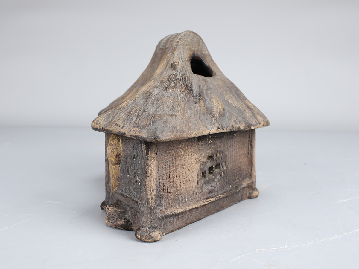 CC033 江戸時代 【古萬古焼】 茅屋形 香炉／時代のホツあり 美品 r