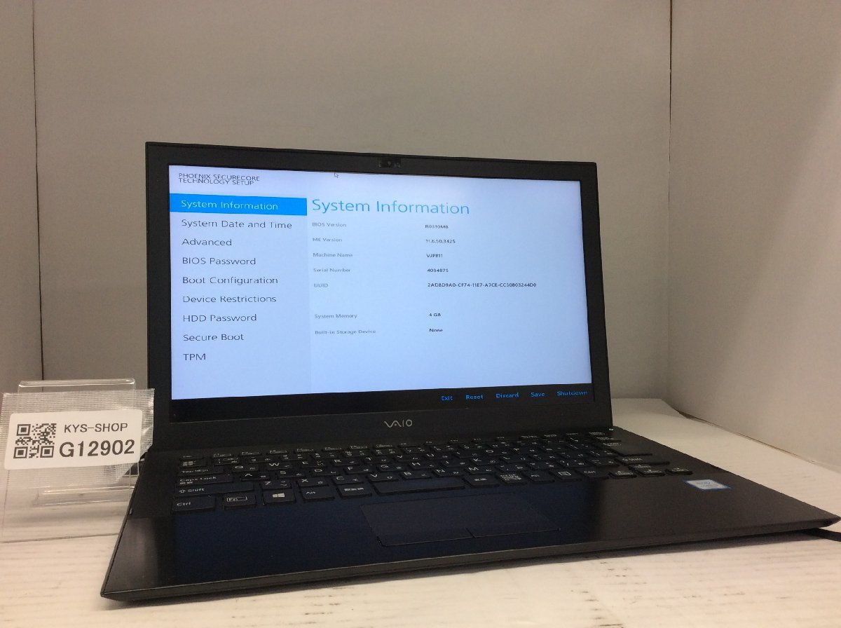 ジャンク/ VAIO VJPB11 Intel Core i3-6100U メモリ4.1GB ストレージ無し 【G12902】