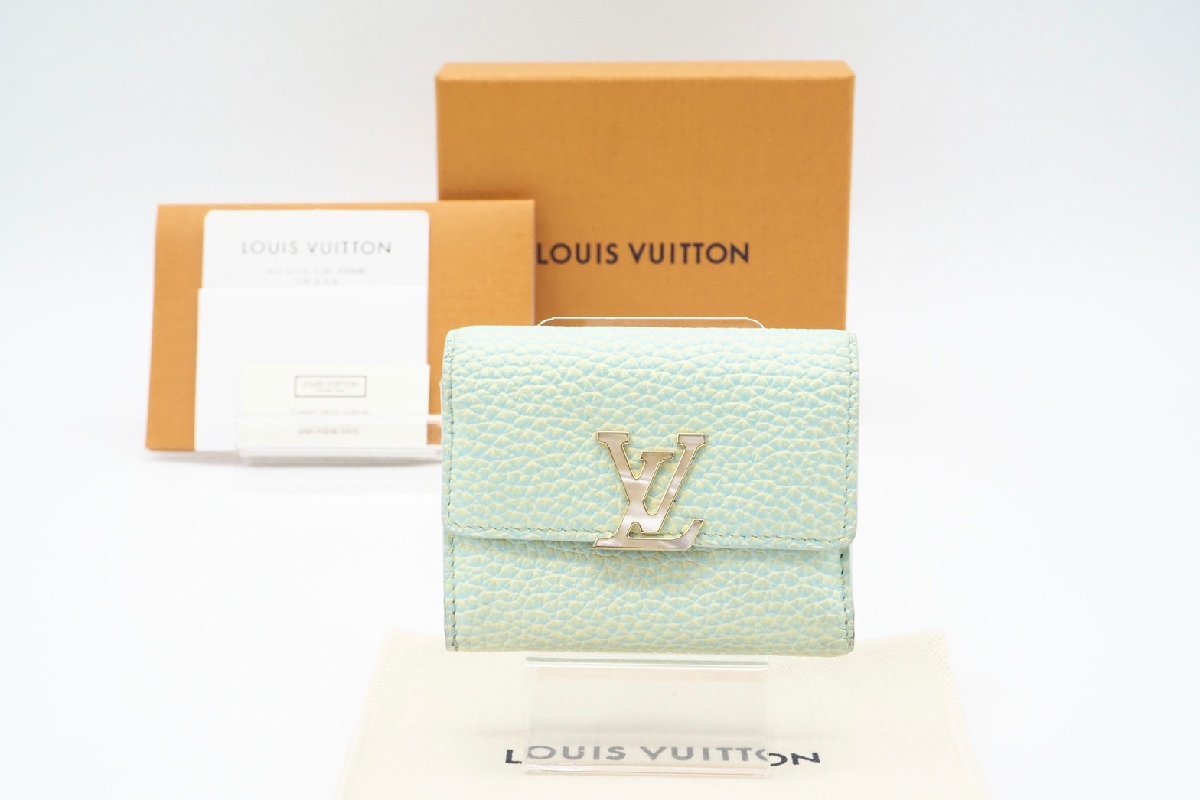 ☆安心の３大保証☆ ABランク ≪LOUIS VUITTON ルイ ヴィトン/三つ折り財布≫ M81230 ポルトフォイユ カプシーヌ XS グリーン 美 送料無料