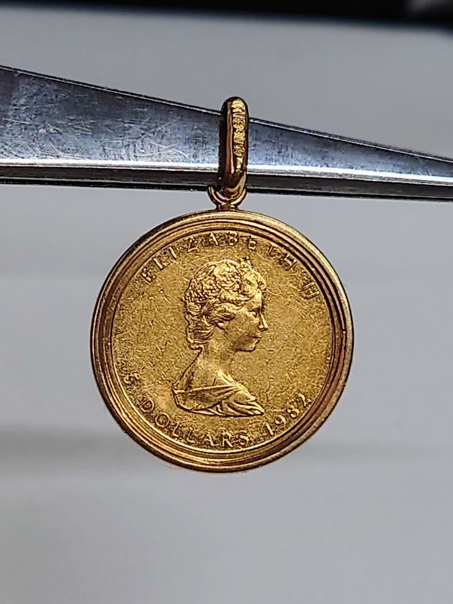 メイプルリーフ金貨 1/10オンス ペンダントトップ K24 k18枠 24金 18金 