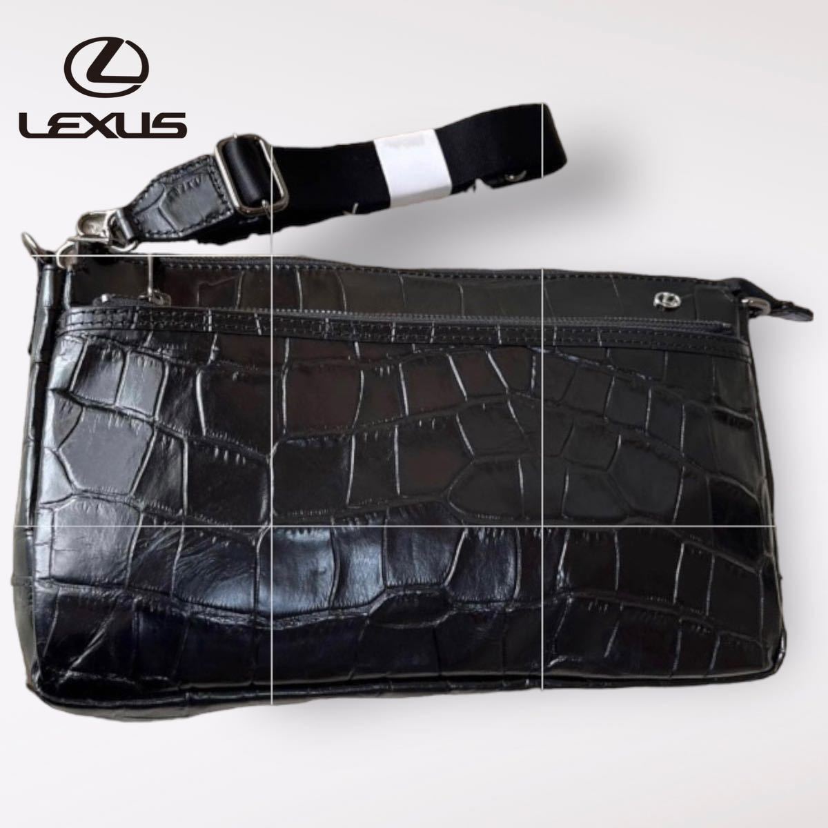 Lexus レザーショルダーバッグ ブラック LEXUS ブラックレザーショルダーバッグ