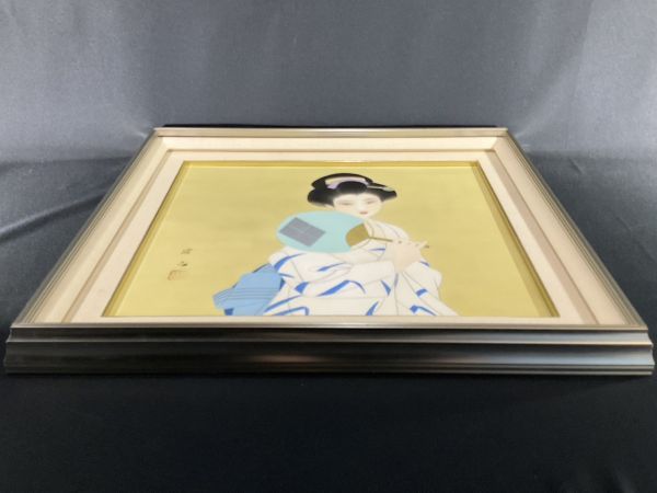 真作 日本画 森之本澄志 女性図 真筆保証 着物美人逸品 額付絵画 2dの 