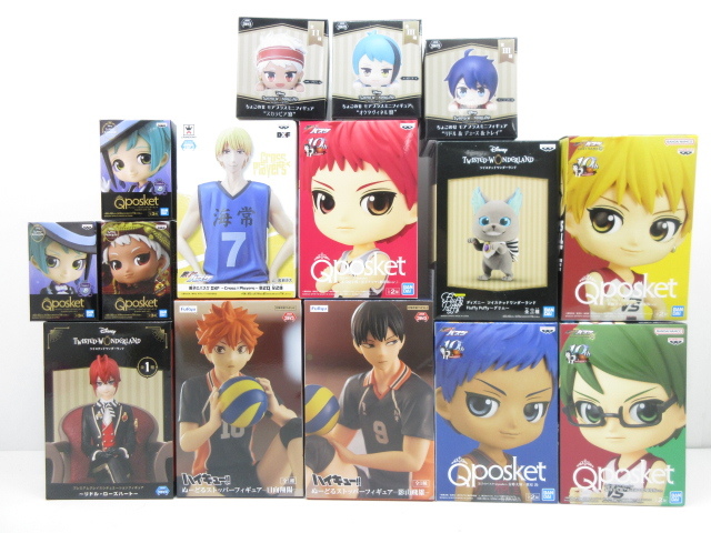 n71273-ty 未開封□15個 Qposket Disney 黒子のバスケ ツイステ ハイキュー 黄瀬 青峰 日向 影山 カリム フロイド ジェイド [063-230920]