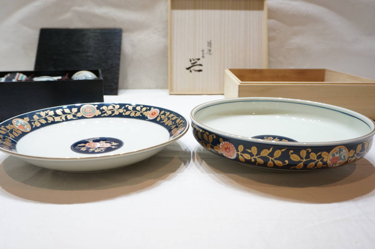 其泉 菊割 鉢 古伊万里 染付 花形 楕円 皿 有田焼 5枚 2025