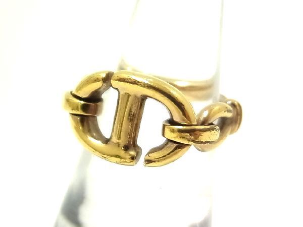 1円 ChristianDior クリスチャンディオール CDロゴ リング 指輪 アクセサリー 約9号 メンズ レディース ゴールド系 AM6553