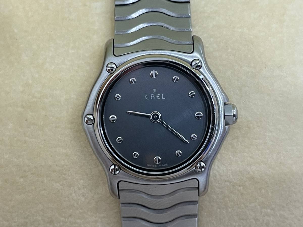 21006】エベル EBEL クォーツ E9157111 クラシックウェーブ 黒文字盤 