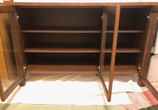 無印良品 MUJI ウォールナット材 キャビネット 3戸ガラス扉 木製