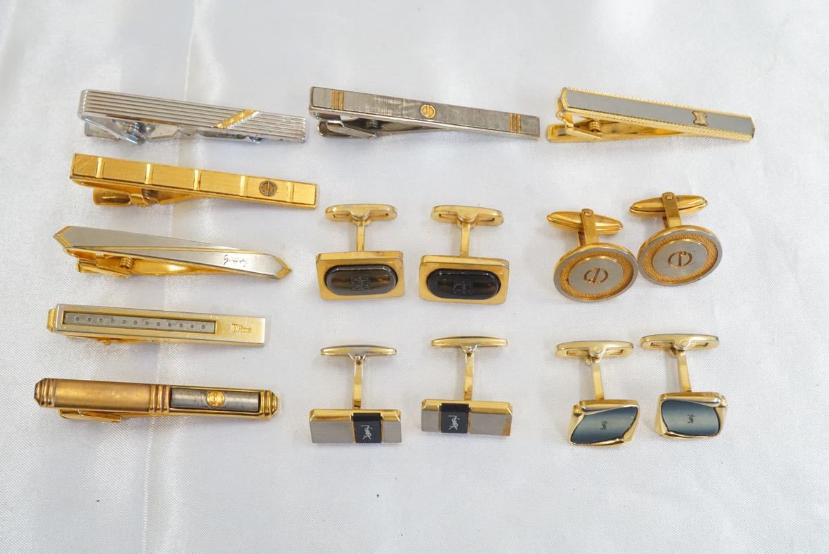 C456 dunhill/Dior/GIVENCHY/YSL他 ブランド タイピン カフス 11点セット ヴィンテージ アクセサリー 大量 まとめて おまとめ ジャンク品