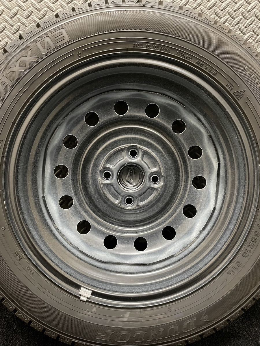 安い,セール 165/65R15 DUNLOP/WM03 21年製 ダイハツ タフト ホワイトパック 純正 スチール 15インチ 4.5J+45 100 4H スタッドレス 4本 (5-B424)