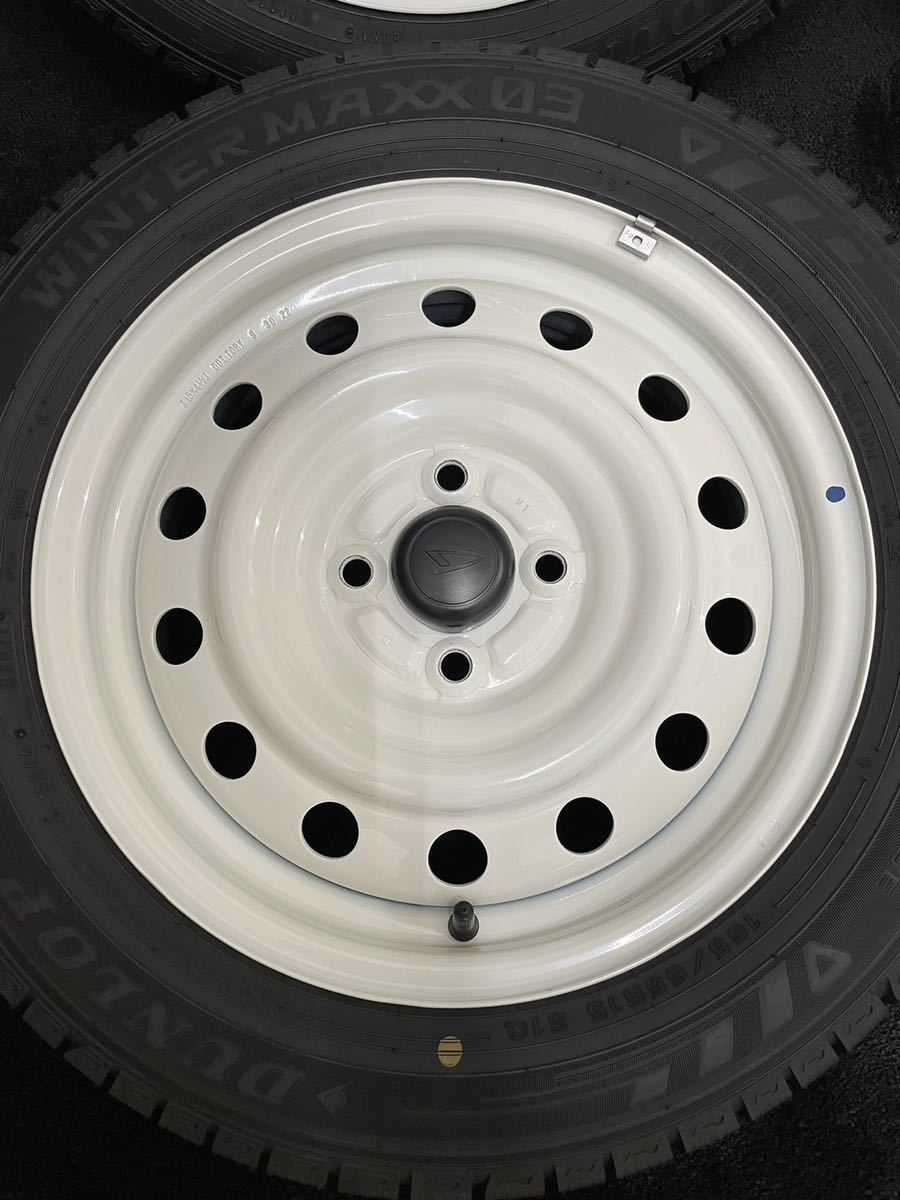 安い,セール 165/65R15 DUNLOP/WM03 21年製 ダイハツ タフト ホワイトパック 純正 スチール 15インチ 4.5J+45 100 4H スタッドレス 4本 (5-B424)
