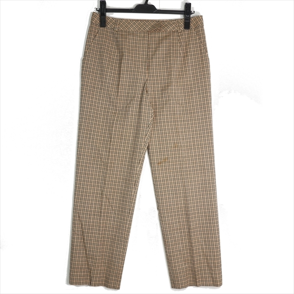◆送料無料◆ DAKS LONDON ダックス ロンドン ストレッチ ウール チェック パンツ スラックス ベージュ レディース L-XL相当 日本製 4313i1