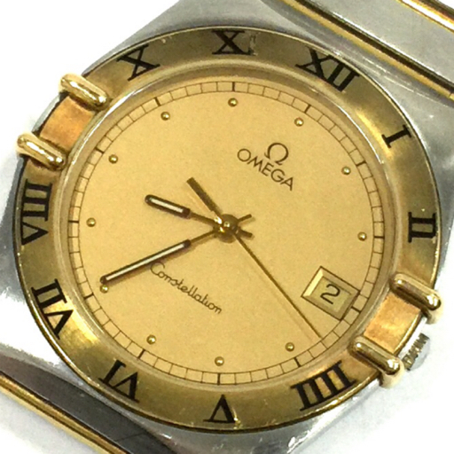 オメガ 腕時計 コンステレーション ラウンド デイト ローマン コンビカラー クォーツ メンズ 純正ベルト 稼働