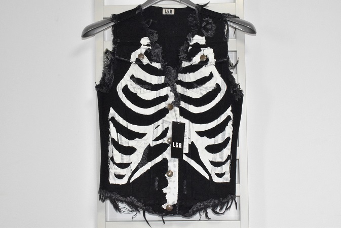 L.G.B. ルグランブルー DEAD OR ALIVE DENIM VEST スカル ペンキペイント デニム ベスト サイズ 未着用