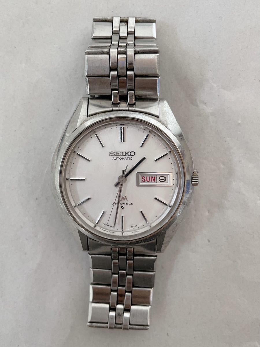 SEIKO 5606-7190 AUTOMATIC 自動巻 25石 白色文字盤 デイデイト メンズ腕時計 稼働品 セイコー 
