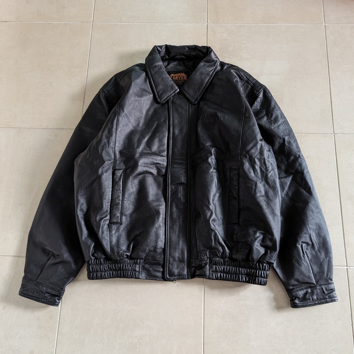 90s CANYON 本革 レザージャケット ライダースジャケット XL ブラック YP-5