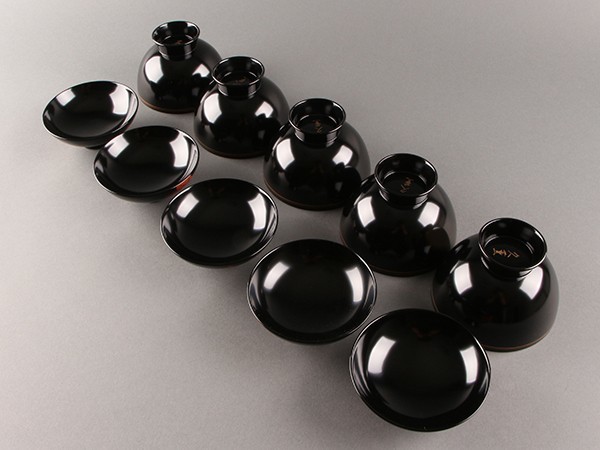 定番，SALE 【K】茶懐石道具 輪島塗 漆塗蒔絵 吸物椀 ５客 箱付 うぶだし品 e136