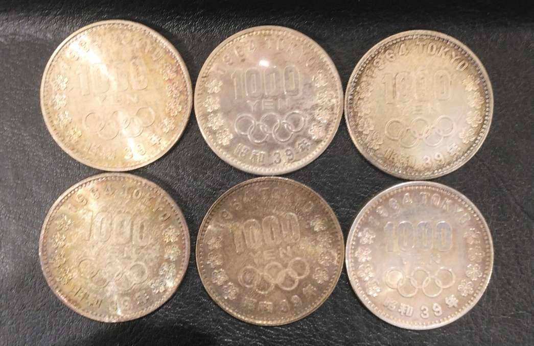 ◆◇#1736-A 【6枚セット】1964年 東京オリンピック 1000円銀貨 6枚 東京五輪 千円銀貨 富士山 桜 ◇◆