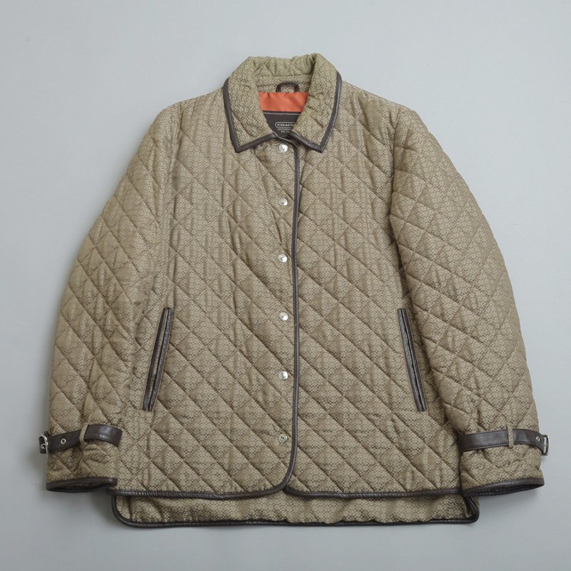 美品 COACH コーチ シグネチャー ジャケット M ブルゾン 薄手 キルティング ナイロン ベージュ コート ジャンパー 服 ■k.d/k.b