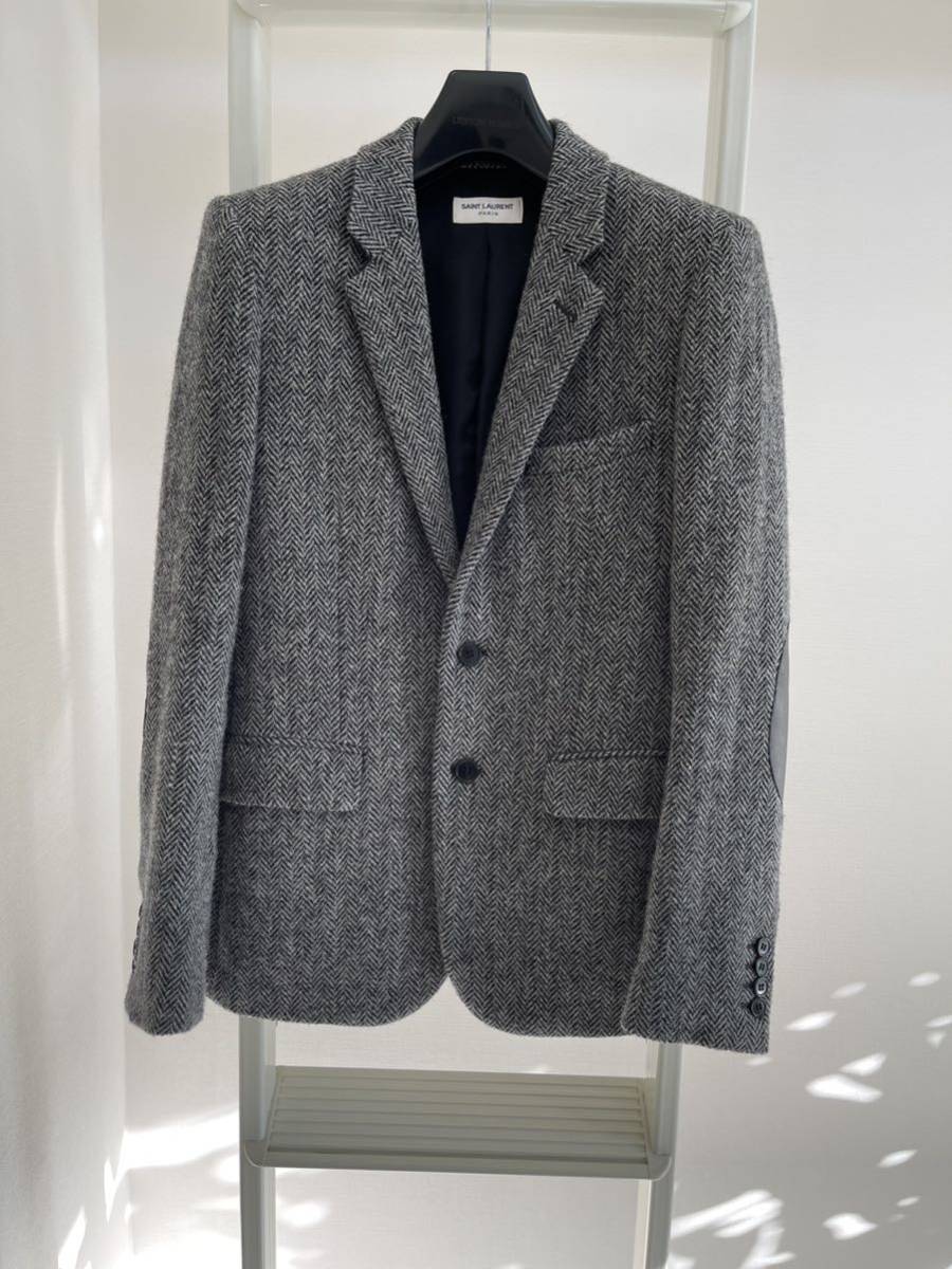 1円スタート 美品 サンローラン ツイードジャケット 46