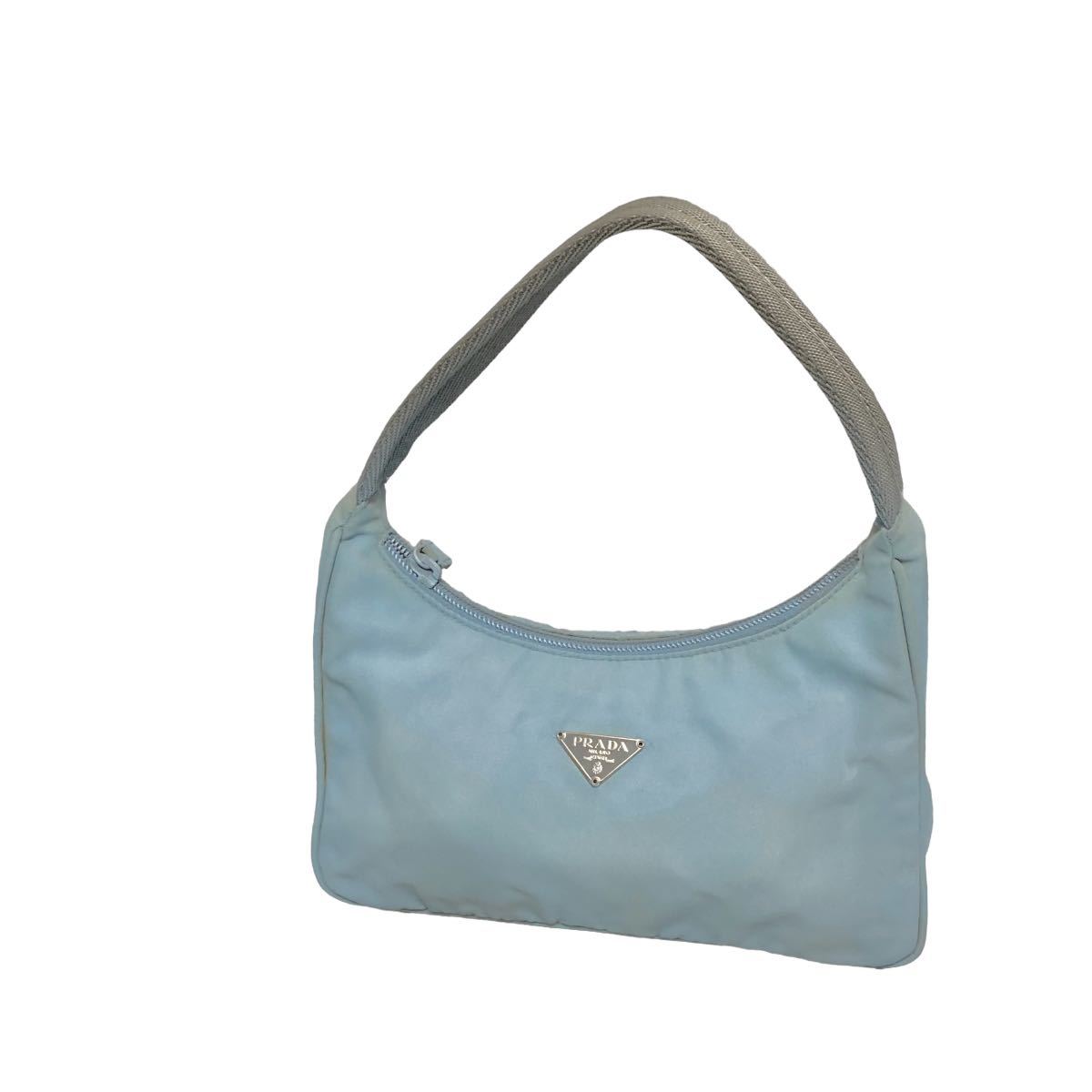 1円～ 極美品 PRADA プラダ アクセサリーポーチ ミニハンドバッグ 三角プレート テスートナイロン ロゴ ヴィトン グッチ プラダ PRADA アクセサリーポーチ ☆極美品☆プラダ ハンドバック アクセサリーポーチの通販