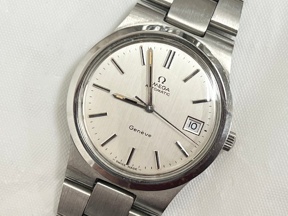 キングラム[27]OMEGA オメガ Geneve ジュネーブ 自動巻き メンズ 腕時計 ★文字盤 白★パッキン欠損★ジャンク★1円～★【送料無料】