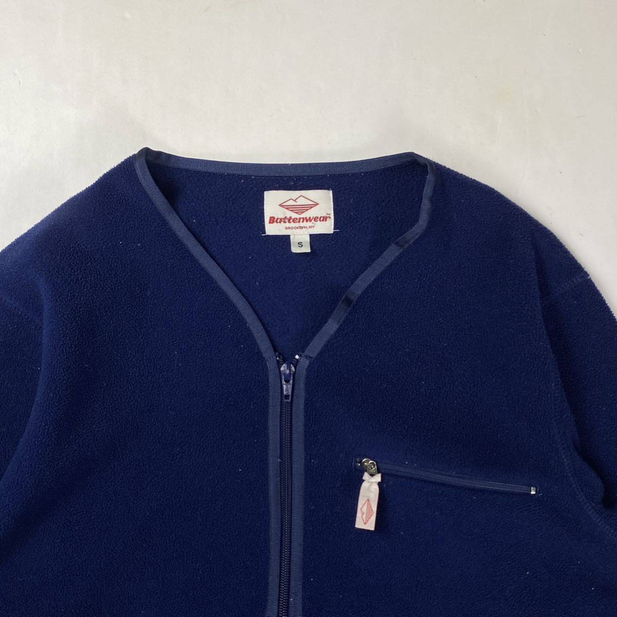 Battenwear バテンウェア フリースカーディガン ノーカラー ネイビー S 