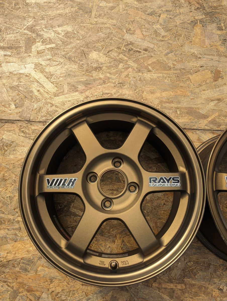 【希少！】RAYS TE37 社外 15インチアルミホイール2本SET 7.5J+43 4H 4穴100 軽量 鍛造 ロードスター シビック