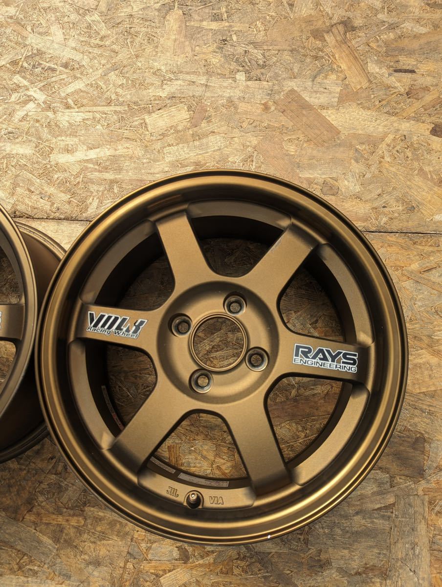 【希少！】RAYS TE37 社外 15インチアルミホイール2本SET 7.5J+43 4H 4穴100 軽量 鍛造 ロードスター シビック