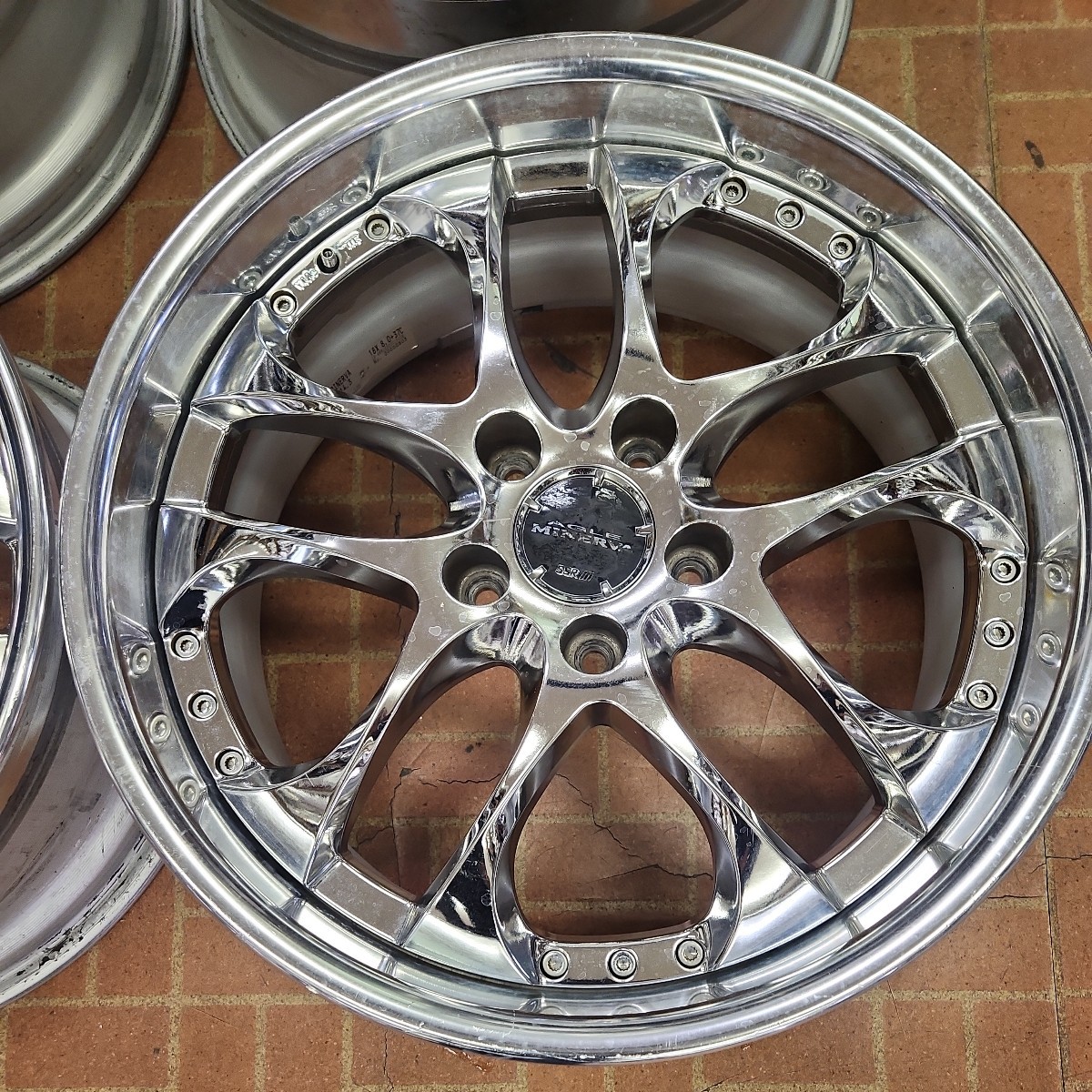 深リム SSR AGLE MINERVA メッキ 18インチ 8J+37 9J+37 5H-114.3 中古 