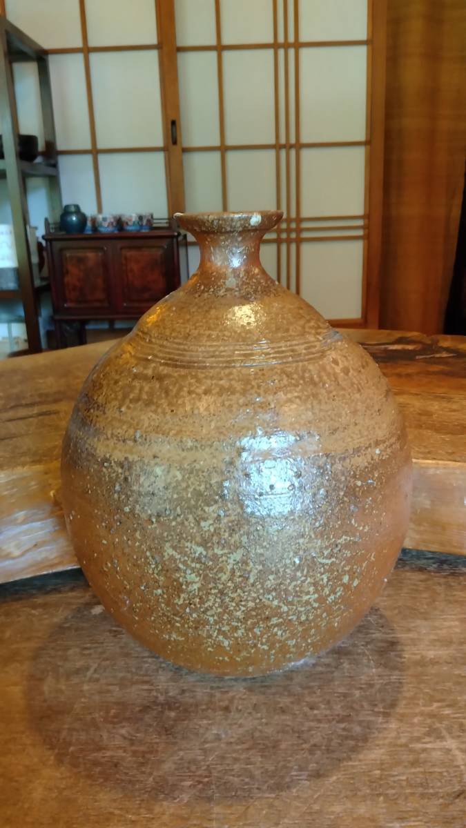 人間国宝 伊勢崎淳 備前焼き 花入れ 花瓶 箱無し 陶印 伊勢崎淳 備前焼