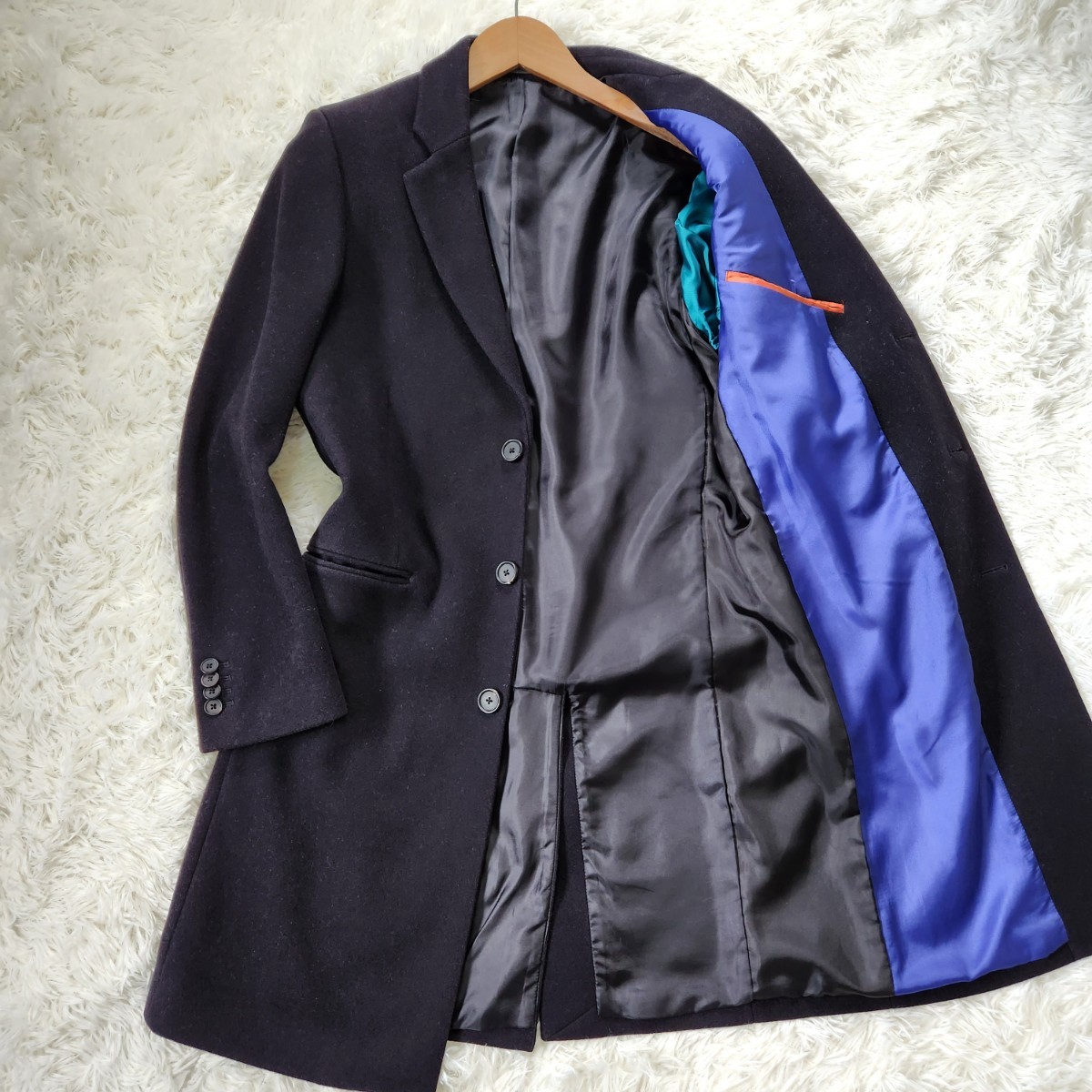 <ピン>TAGLIATORE ネイビー アンゴラ ダブル チェスターコート 46 メンズ・ブランド一覧,□ T,TAGLIATORE | モダンブルー <ピン