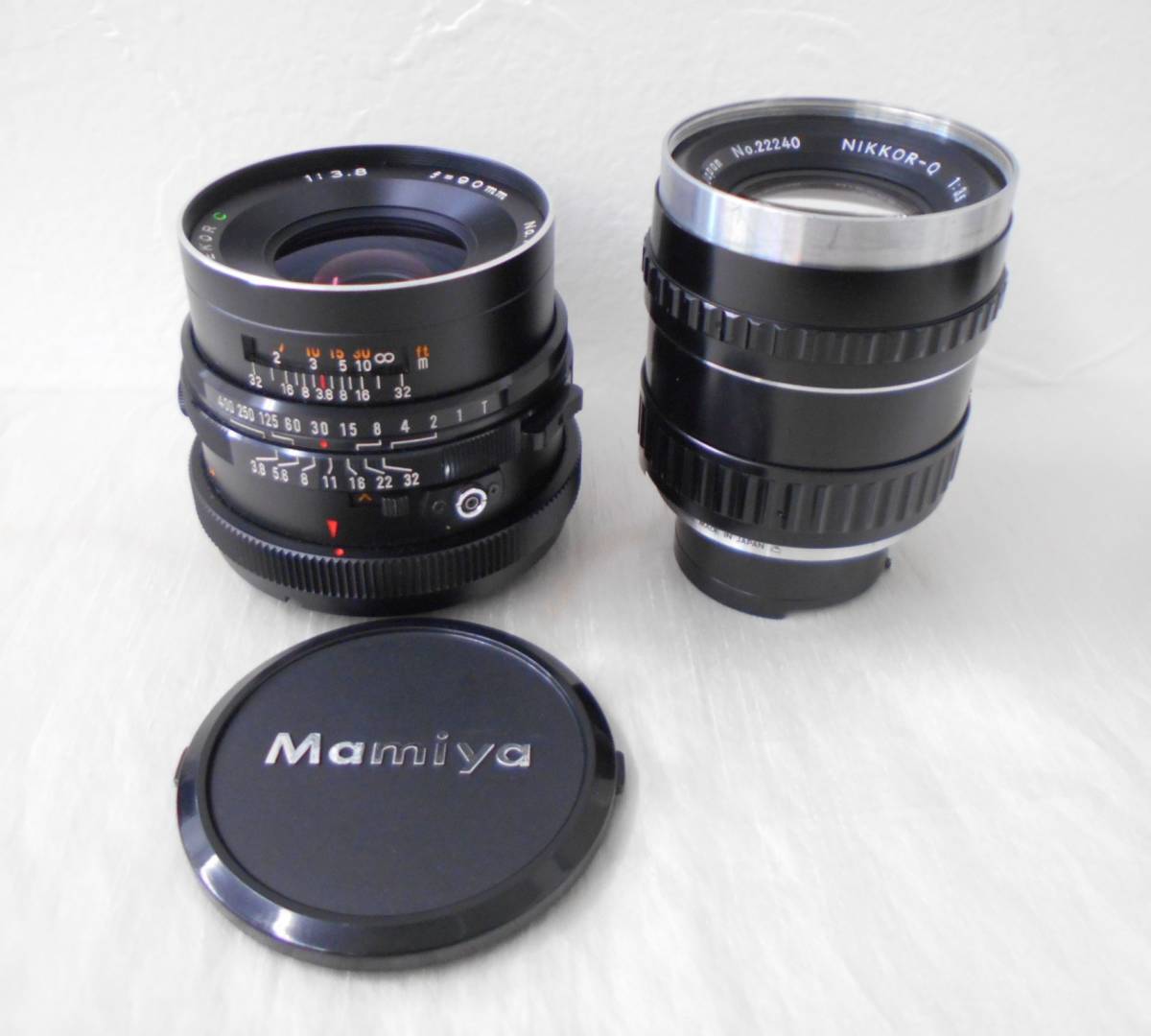 １円～☆MAMIYA-SEKOR C １：３．８ f=９０mm　NIKKOOR-Q １：３．５ f=１３．５cm レンズ ２点 おまとめ 中古現状品☆